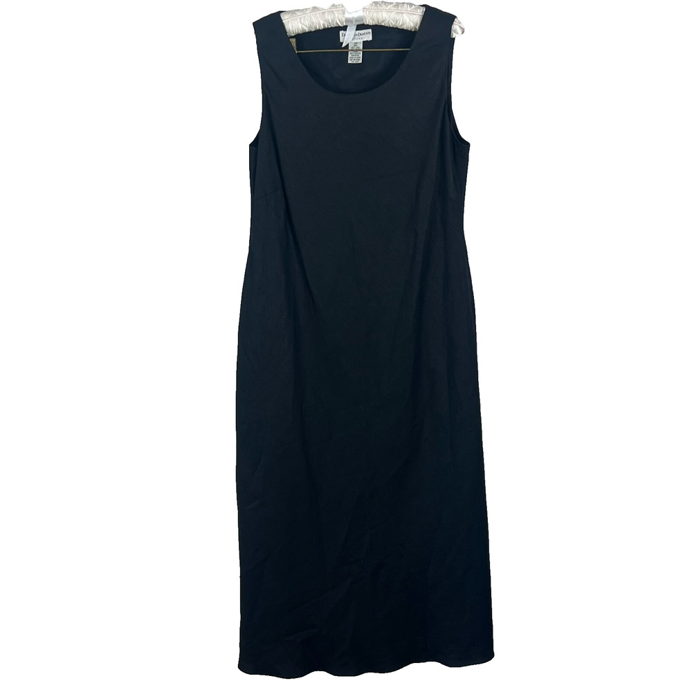 Draper's & Damon's Shift Dress Womens Size 14 P Black Sleeveless Linen Blend